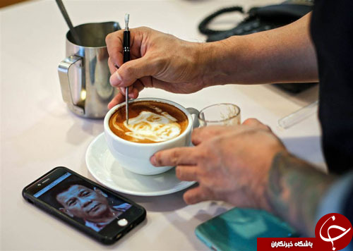 عکس/ نقاشی چهره رئیس جمهور بر روی قهوه