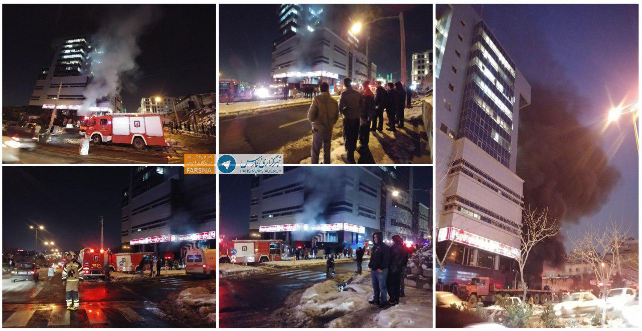 آتش‌سوزی در بانک پارسیان/بانک آسیب‌ندیده است+عکس