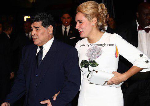 مارادونا 56 ساله و معشوقه 27 ساله اش در در مراسم برترین های فوتبال! عکس