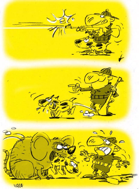 کاریکاتور/آغاز تیراندازی با تفنگ به موش‌ها