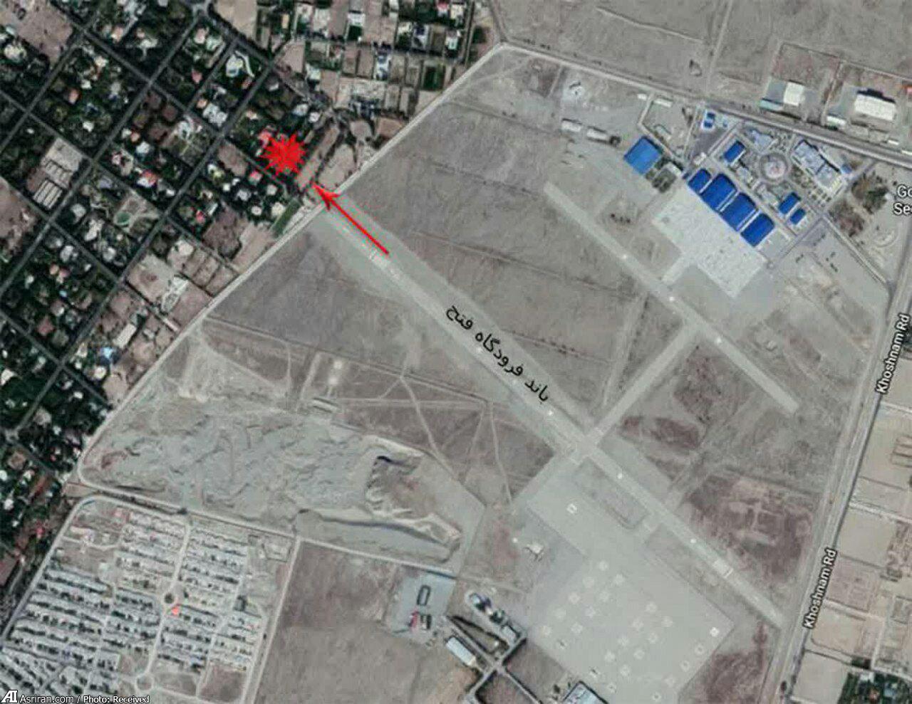 محل دقیق حادثه سقوط هواپیمای باری در انتهای فرودگاه فتح /عکس