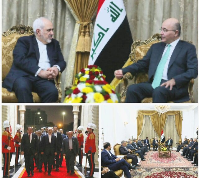 در دیدار ظریف با رئیس‌جمهور و فراکسیون‎های مجلس عراق چه گذشت؟+عکس