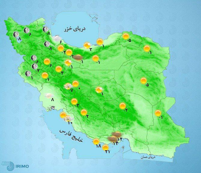 خبری از باران نیست| هوای شهرهای صنعتی آلوده است+نقشه