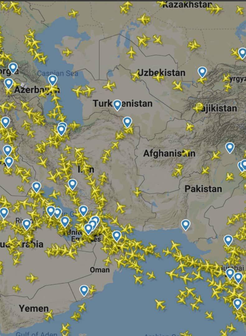تصویر| افزایش شدید ترافیک هوایی در آسمان ایران