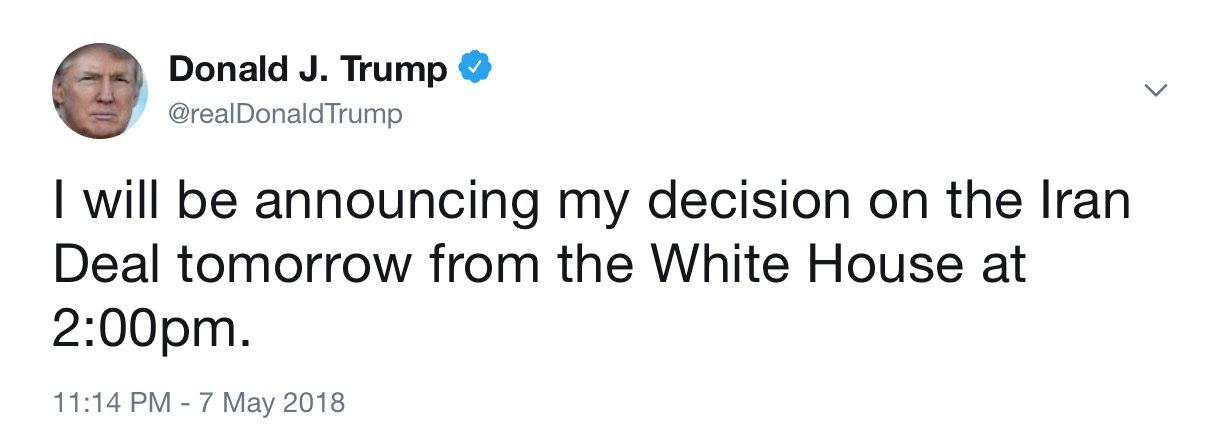 ترامپ تصمیمش درباره برجام را فردا اعلام خواهد کرد