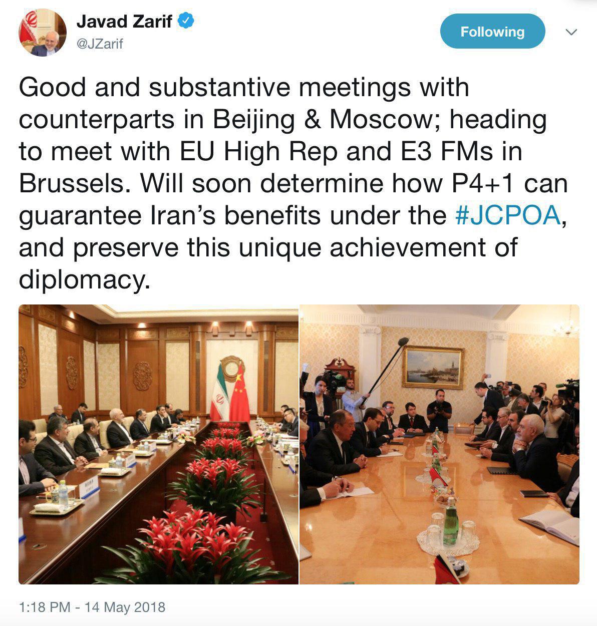 ظریف: دیدارها در پکن و مسکو سازنده بود/ 1+4 به زودی تضمین منافع ایران را مشخص می‌کند