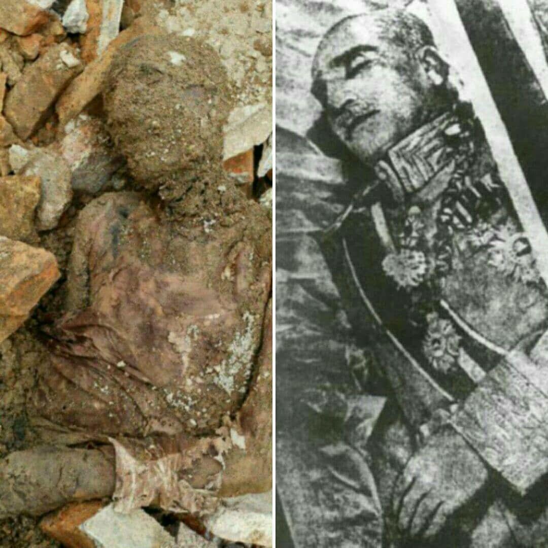 عکس / شباهت جسد مومیایی پیدا شده با آخرین عکس رضا شاه