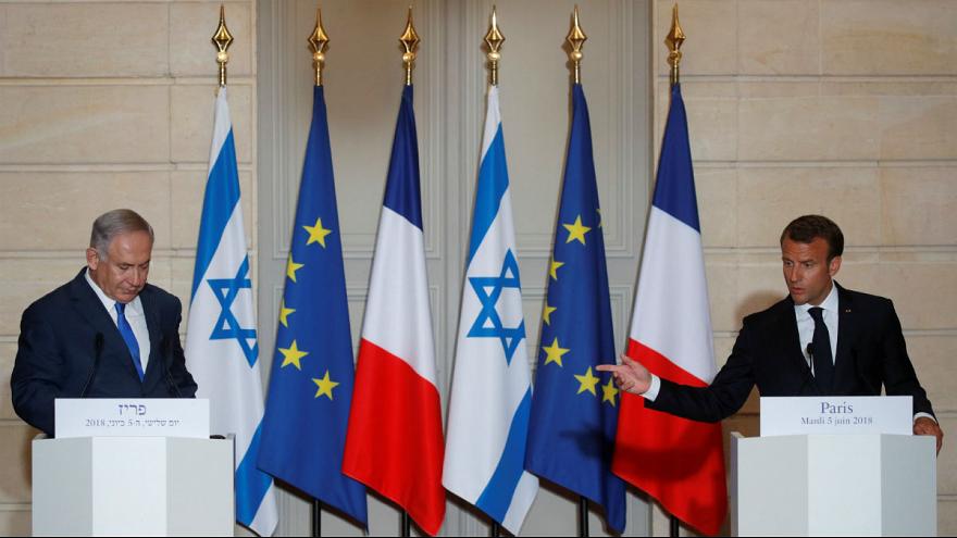 ماکرون در دیدار با نتانیاهو: تصمیم تازه ایران به معنی خروج از برجام نیست/ کنایه به تصمیم ترامپ/تظاهرات ضداسرائیلی در پاریس+عکس