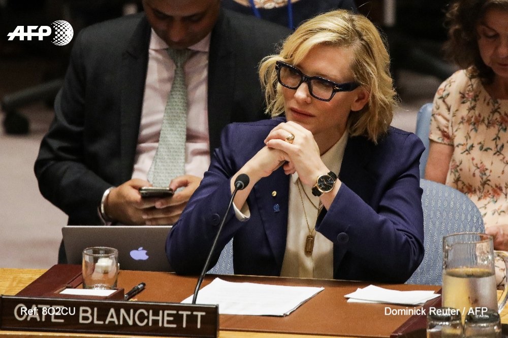 عکس/ تیپ متفاوت کیت بلانشت ستاره زن هالیوود در جلسه شورای امنیت