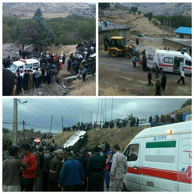 واژگونی مینی‌بوس با ۱۳ کشته و مصدوم در کرمانشاه+عکس