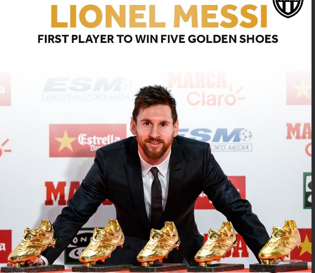 مسی، اولین بازیکن با 5 کفش طلا/عکس