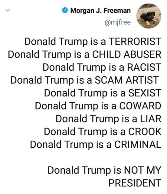 «مورگان جی فریمن»: ترامپ یک تروریست است