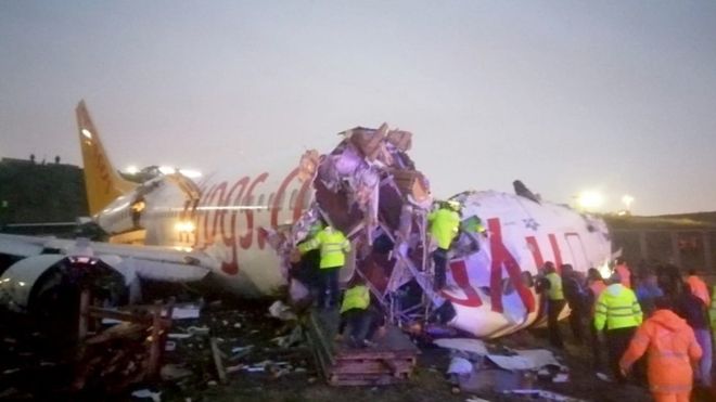 نتیجه تصویری برای حادثه در ترکیه، هواپیما دو تکه شد"