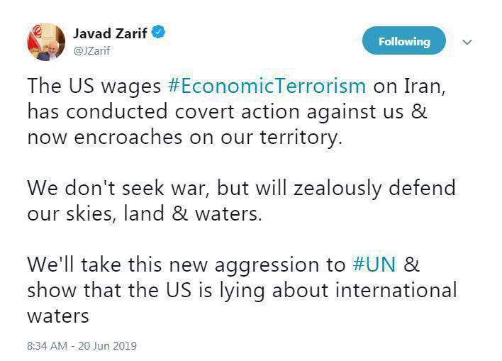 ظریف: از آمریکا به سازمان ملل شکایت می‌کنیم| ایالات متحده درباره آب‌های بین‌المللی دروغ می‌گوید