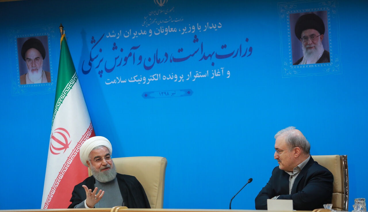 واکنش روحانی به تحریم آمریکا علیه رهبر انقلاب و ظریف: کاخ سفید معلولیت ذهنی دارد| نشان دادید که ادعای مذاکره دروغ است| عدهای نگذاشتند مردم از مواهب برجام بهرهمند شوند| تحریم های آمریکا، جنایت بشری است| تقدیر از وزارت دفاع و سپاه بخاطر سرنگونی پهپاد آمریکا واکنش روحانی به تحریم آمریکا علیه رهبر انقلاب و ظریف: کاخ سفید معلولیت ذهنی دارد| نشان دادید که ادعای مذاکره دروغ است| عدهای نگذاشتند مردم از مواهب برجام بهرهمند شوند| تحریم های آمریکا، جنایت بشری است| تقدیر از وزارت دفاع و سپاه بخاطر سرنگونی پهپاد آمریکا