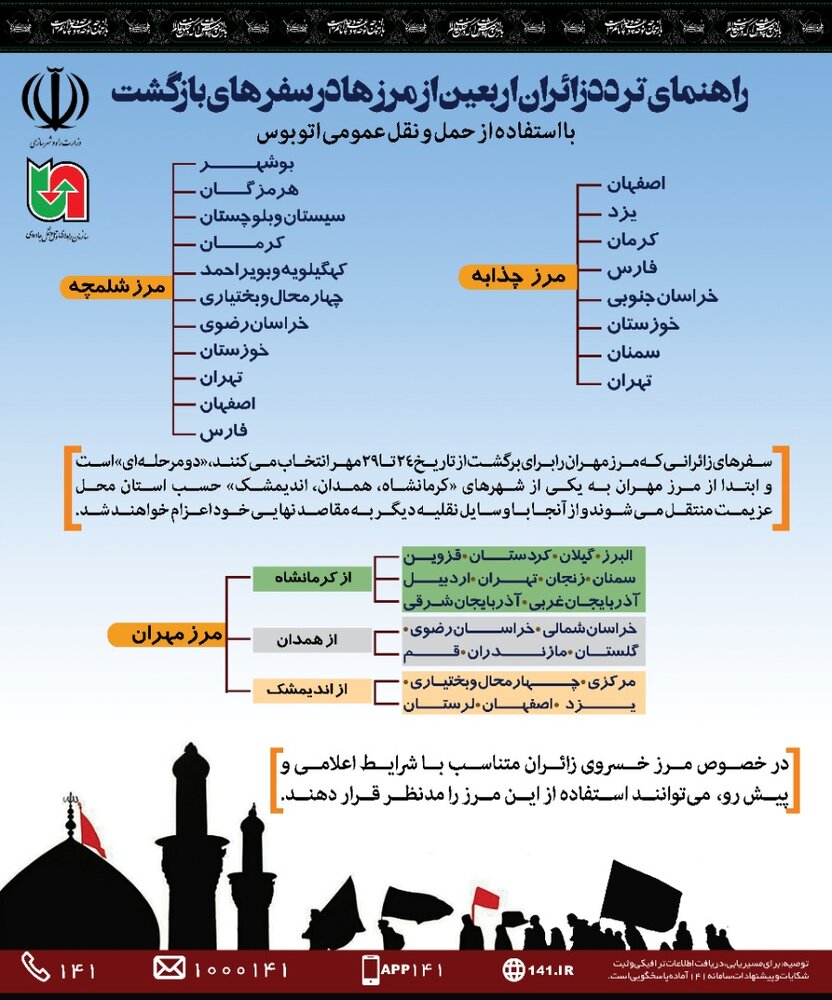 مسیرهای بازگشت زائران اربعین اعلام شد