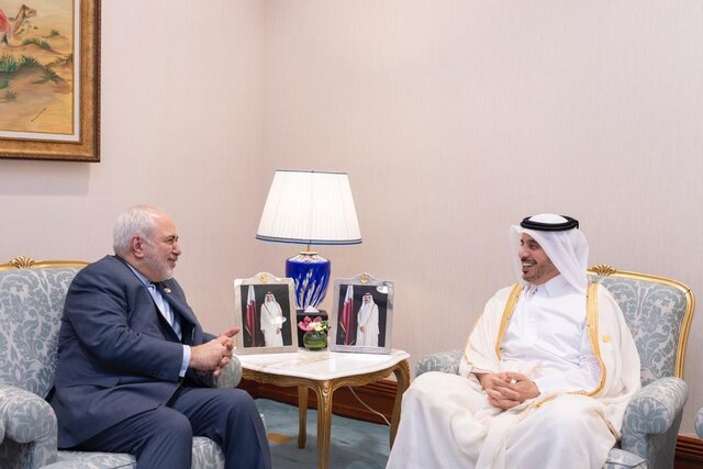 دیدار ظریف با نخست‌وزیر قطر