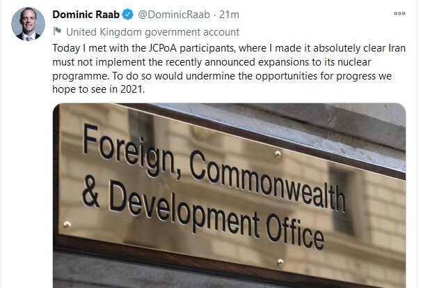 انگلیس: ایران نباید برنامه هسته‌ای خود را توسعه دهد