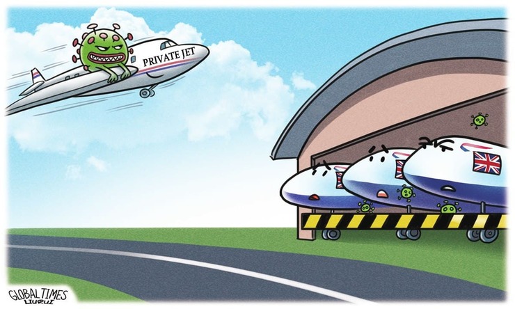 عکس| کاریکاتورهای جنجالی در چین علیه بریتانیا؛ پکن لندن را به دلیل کرونا مسخره می‌کند