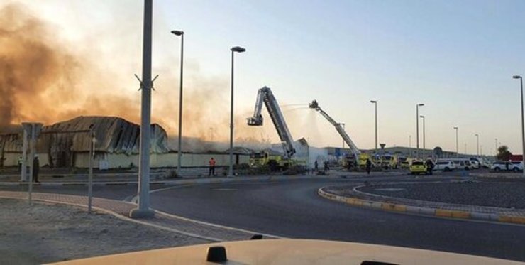 آتش‌سوزی در بندر ابوظبی امارات