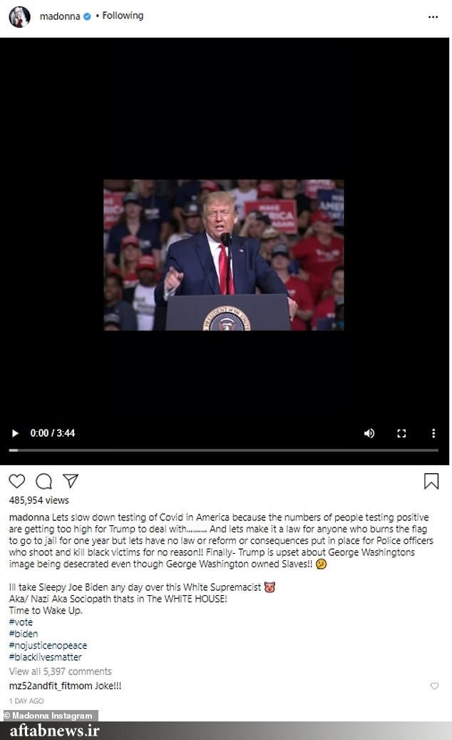 انتقاد تند مدونا از ترامپ