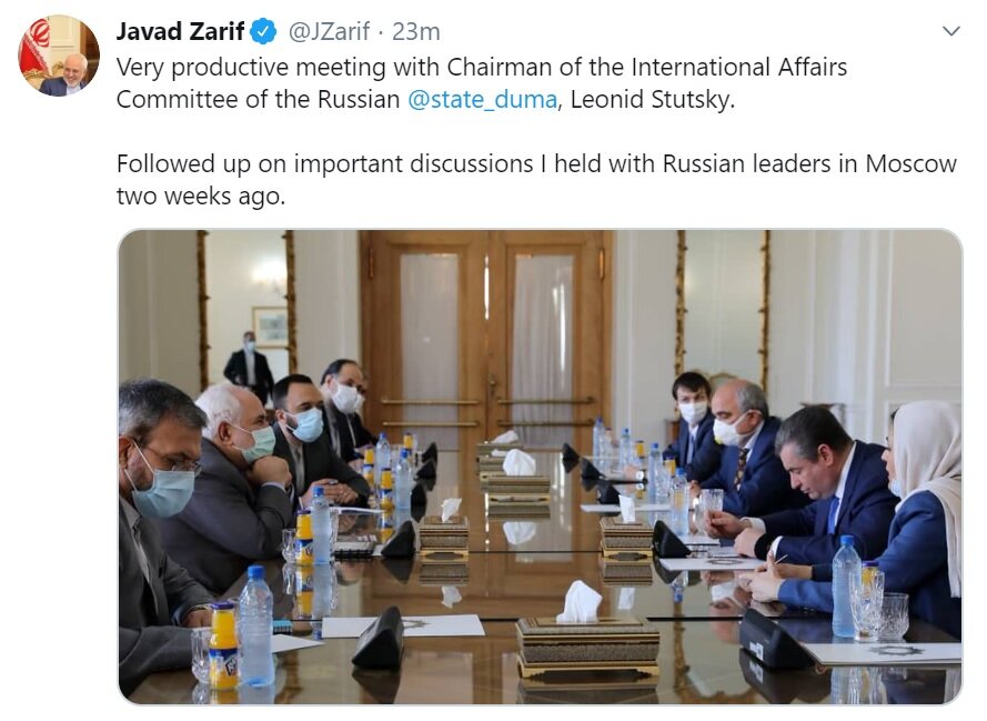 توئیت ظریف پس از دیدار با مقام روس/عکس
