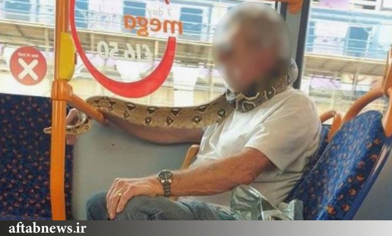 عکس| مسافر اتوبوس از مار به عنوان ماسک صورت استفاده کرد عکس| مسافر اتوبوس از مار به عنوان ماسک صورت استفاده کرد