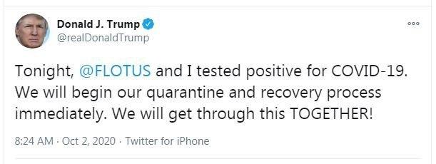 ترامپ و همسرش به کرونا مبتلا شدند ترامپ و همسرش به کرونا مبتلا شدند