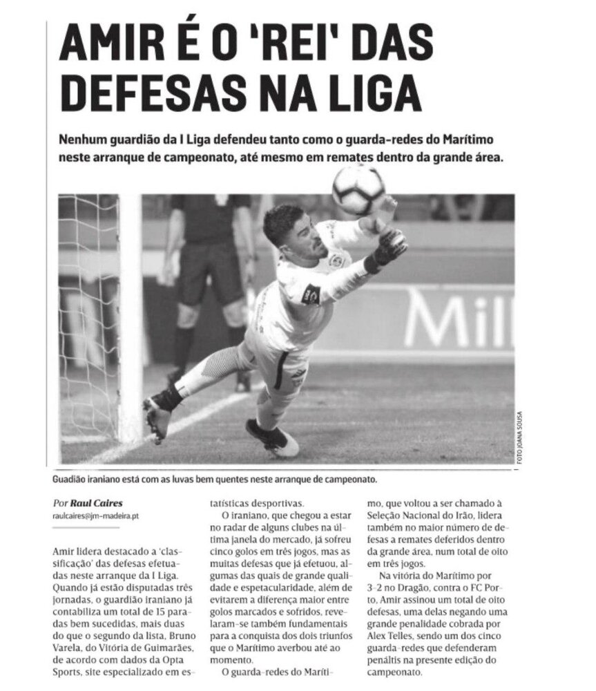 وقتی عابدزاده جلد روزنامه پرتغالی را تسخیر کرد/عکس وقتی عابدزاده جلد روزنامه پرتغالی را تسخیر کرد/عکس