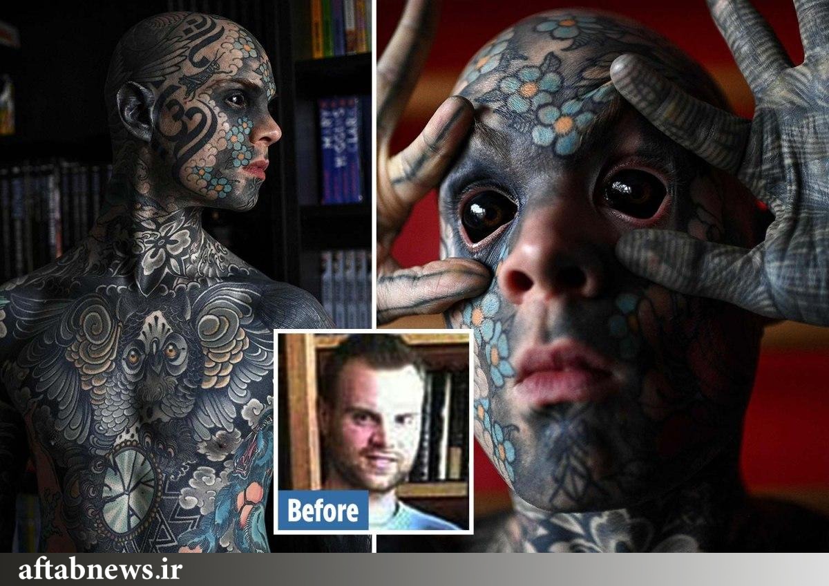 تصاویر| معلم مدرسه‌ای رکورد بیشترین خالکوبی را شکست