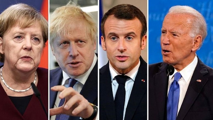 گفت‌وگوی رهبران کشورهای فرانسه، آلمان و بریتانیا با جو بایدن
