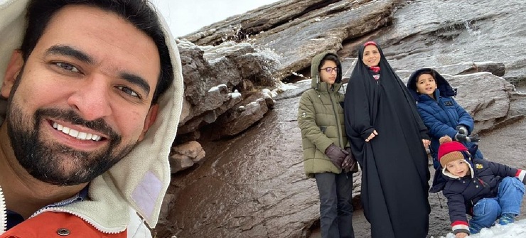 عکس| کوهنوردی آذری جهرمی با همسر و فرزندان