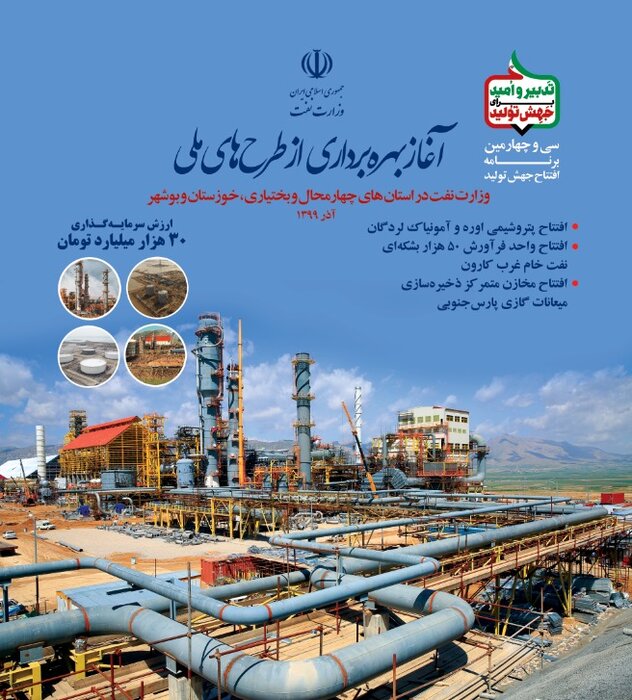 آغاز بهره برداری رسمی از پروژه‌های ملی وزارت نفت توسط روحانی