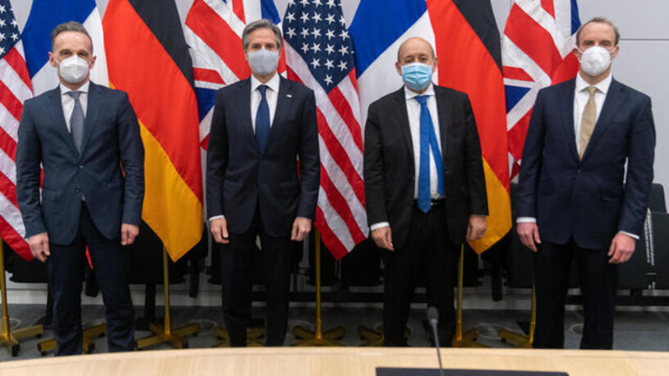 رایزنی وزیران خارجه آمریکا و تروئیکای اروپایی درباره ایران