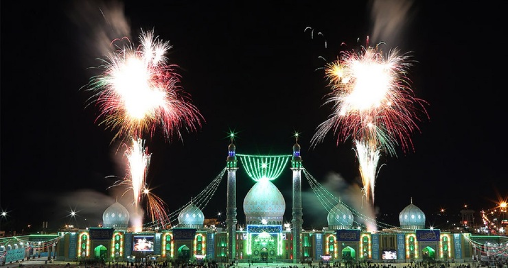 تصاویر| نورافشانی مسجد جمکران در جشن نیمه شعبان