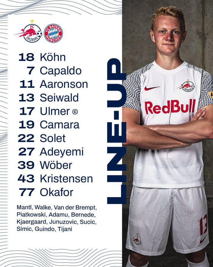 رونمایی از ترکیب دو تیم بایرن مونیخ و سالزبورگ