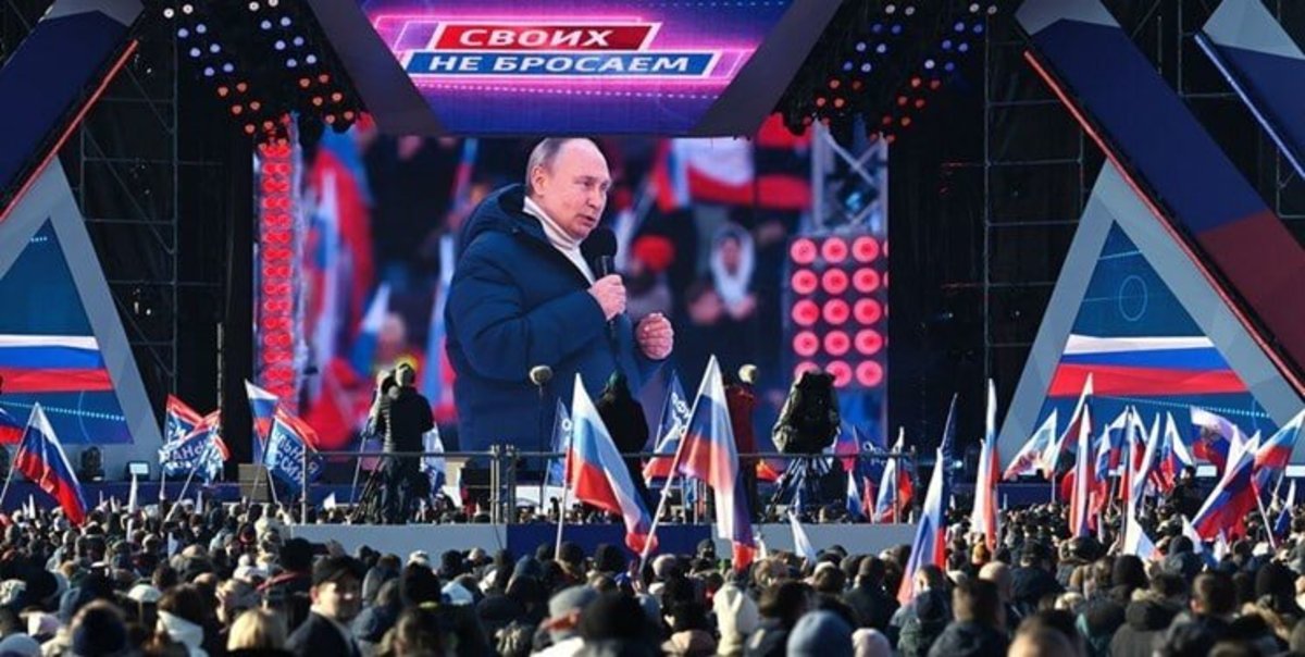 فیلم| سخنرانی پوتین در استادیوم چند هزار نفری در اوج جنگ اوکراین