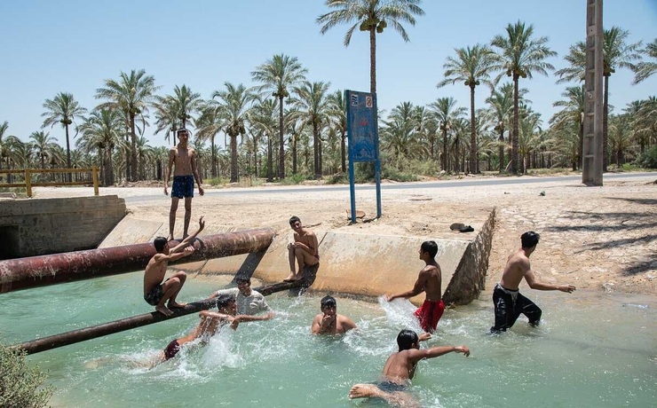 تصاویر| فرار از گرمای خرماپزان بوشهر