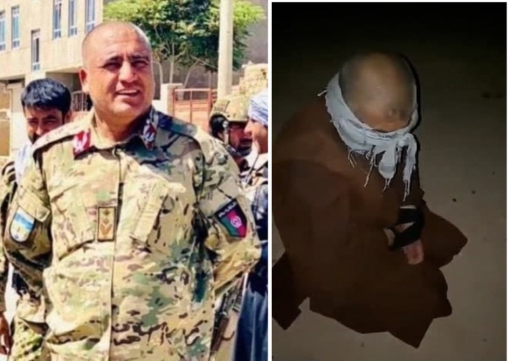 فیلم| بستن چشم فرمانده پلیس توسط طالبان پیش از تیرباران