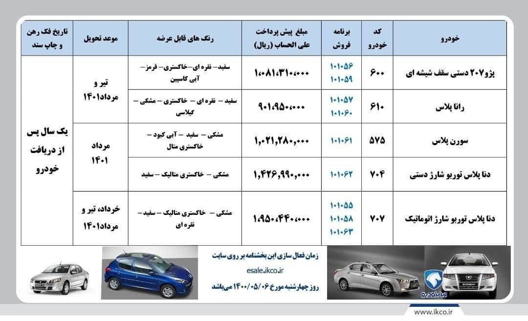 پیش فروش یک ساله پنج محصول ایران خودرو به مناسبت عید غدیر/ اسامی خودروها و قیمت