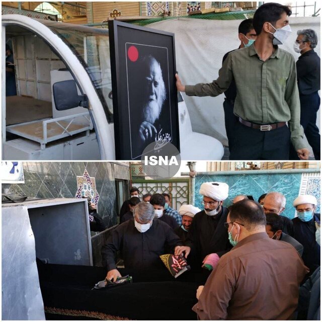 پیکر محمدرضا حکیمی در حرم مطهر رضوی تشییع شد / عکس پیکر محمدرضا حکیمی در حرم مطهر رضوی تشییع شد / عکس