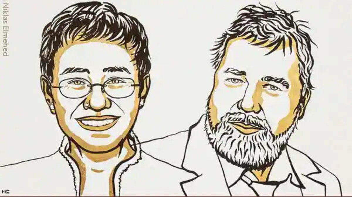 دو خبرنگار، برندگان جایزه صلح نوبل ۲۰۲۱ شدند