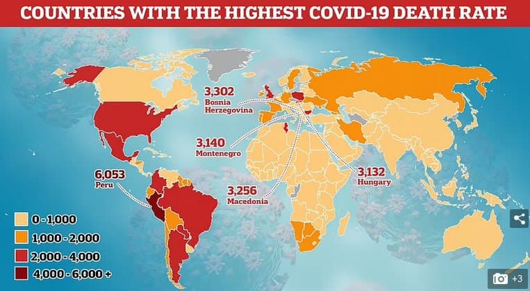 کشور‌هایی که بیشترین آسیب را از کرونا متحمل شده‌اند