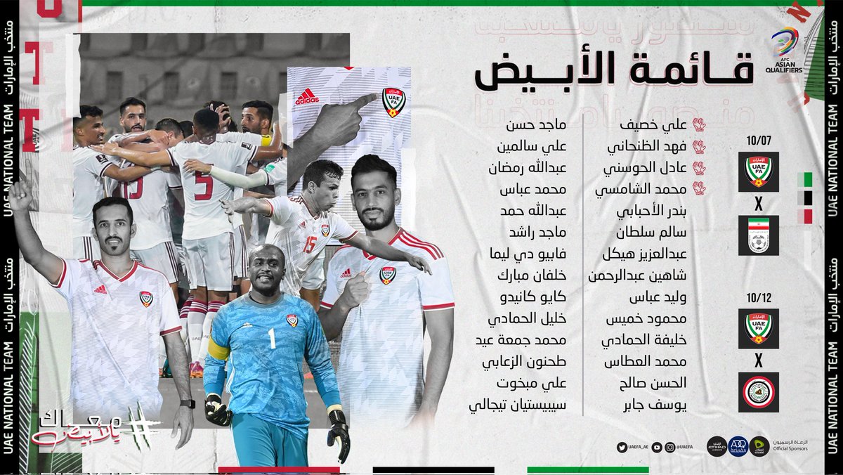 لیست تیم فوتبال امارات برابر ایران مشخص شد