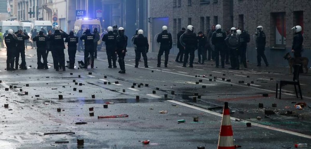 تصاویر| اعتراضات علیه محدودیت‌های کرونایی در بلژیک