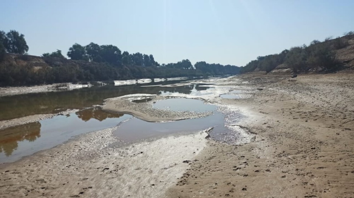 تصاویر| خشک شدن رودخانه زهره در هندیجان