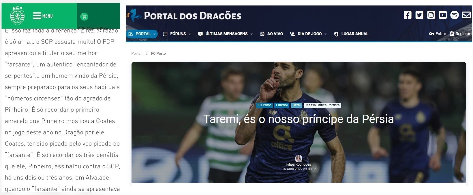 جنجال بر سر طارمی در پرتغال