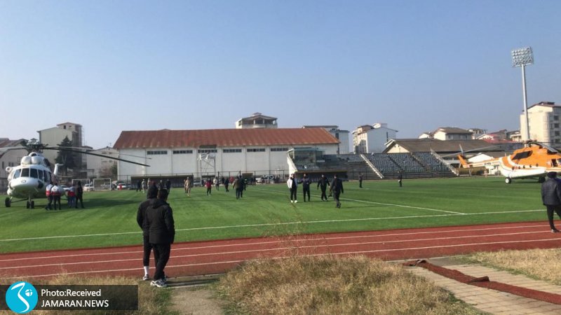 عکس| فرود هلی‌کوپتر مشاور پوتین وسط چمن بازی لیگ فوتبال ایران!