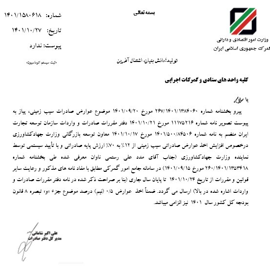 عوارض صادراتی سیب زمینی ۶ برابر شد