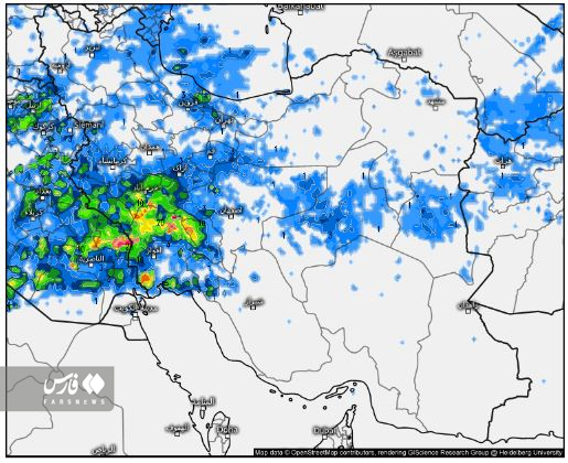 بیشترین بارش در یک روز گذشته در کدام شهر ایران بود؟